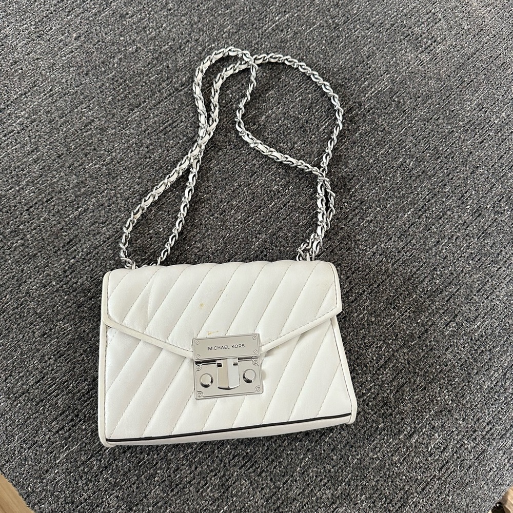 Michael Kors White Quilted Shoulder Bag